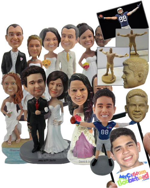 Bridal Party, Bride & Groom, Groomsmen & Bridesmaids Personalized Bobblehead