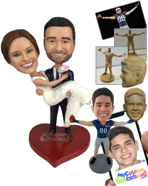 Groom Carrying Bride and Heading to the Altar Personalized Bobblehead