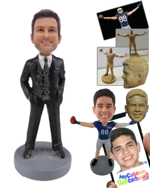 Handsome Groom or Groomsman in Formal Wedding Attire Personalized Bobblehead