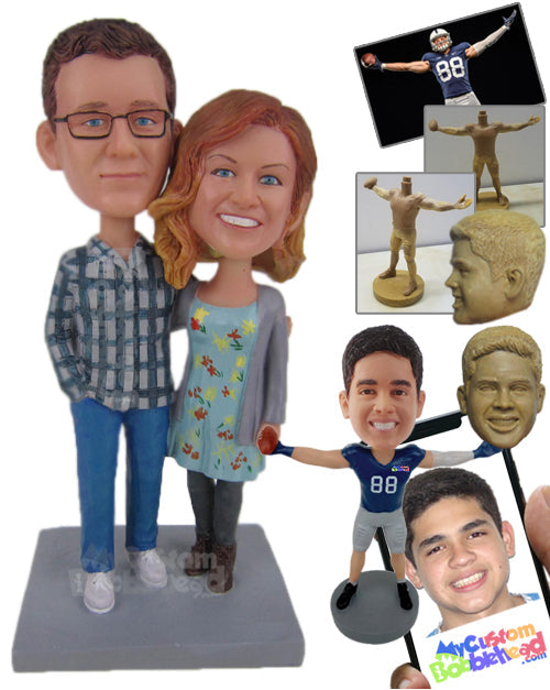 Stylish Couple in Trendy Casual Outfits Personalized Bobblehead