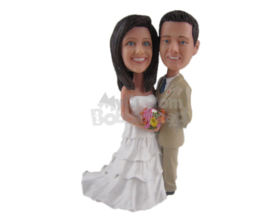 Custom Bobblehead Just Married Couple Ready For The Photo Shoot Session - Wedding & Couples Bride & Groom Personalized Bobblehead & Cake Topper