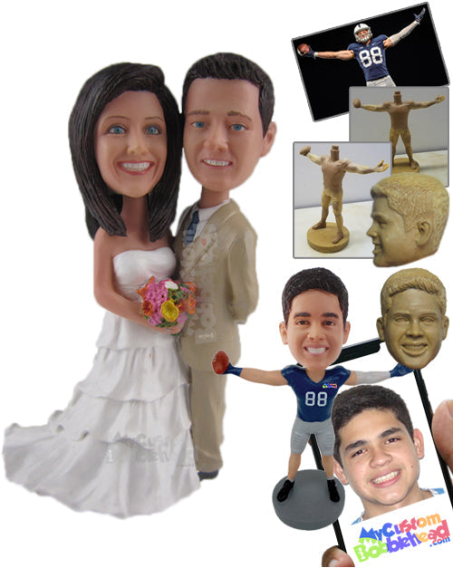 Just Married Couple Ready for the Photo Shoot Session Personalized Bobblehead