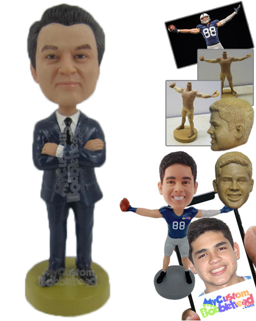 Elegant Best Man in Trendy Formal Attire Personalized Bobblehead