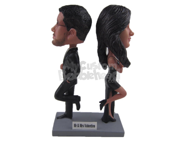 Custom Bobblehead James Bond Wedding Couple In Sexy Formal Attire - Wedding & Couples Couple Personalized Bobblehead & Cake Topper