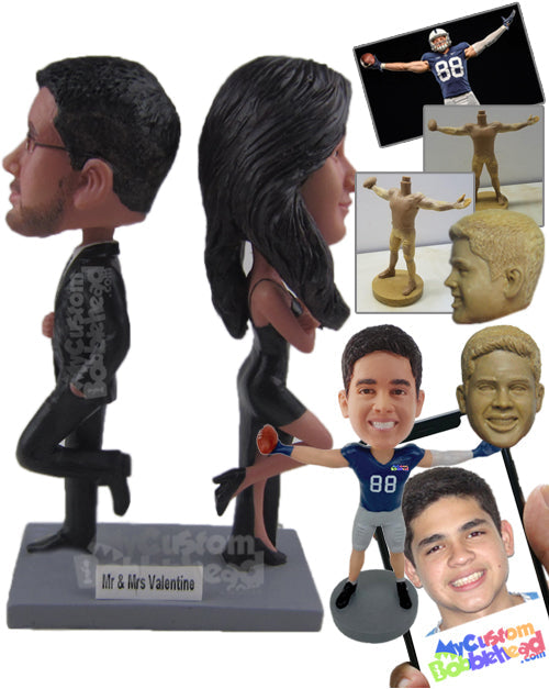 James Bond Wedding Couple in Sexy Formal Attire Personalized Bobblehead