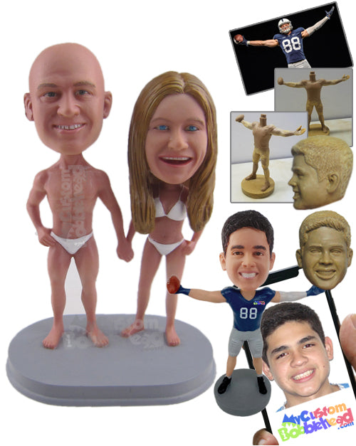 Sexy Couple in a Hot Summer Day Wearing Provocative Swimwear Personalized Bobblehead