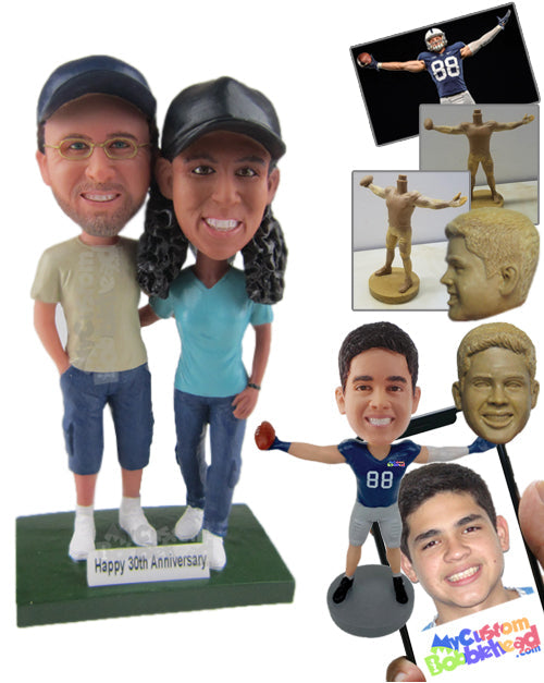 Stylish Couple in Casual Trendy Clothing Personalized Bobblehead