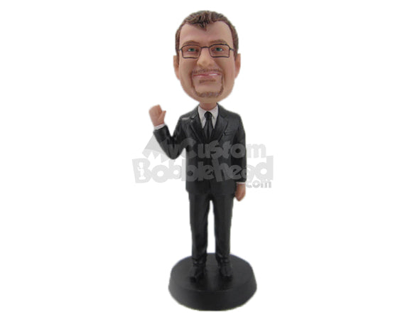 Custom Bobblehead Wedding Groomsman Waving Hello And Wearing A Formal Outfit - Wedding & Couples Groomsman & Best Men Personalized Bobblehead & Cake Topper