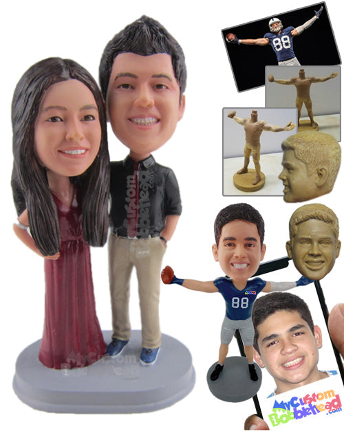 Stylish Couple Wearing Elegant Outfits Personalized Bobblehead