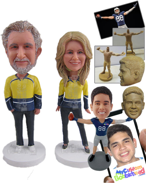 Sports-Loving Couple Wearing Sporting Outfits Personalized Bobblehead