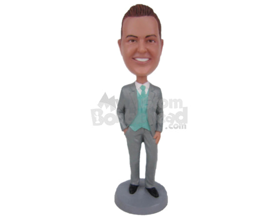 Custom Bobblehead Cool Best Man In Stylish Formal Attire - Wedding & Couples Groomsman & Best Men Personalized Bobblehead & Cake Topper