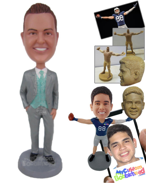 Cool Best Man In Stylish Formal Attire Personalized Bobblehead