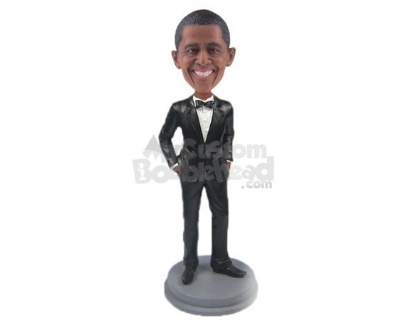 Custom Bobblehead Wedding Best Man Wearing A Tuxedo - Wedding & Couples Groomsman & Best Men Personalized Bobblehead & Cake Topper