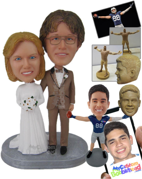 Classic Wedding Couple Posing After Their Wedding Personalized Bobblehead