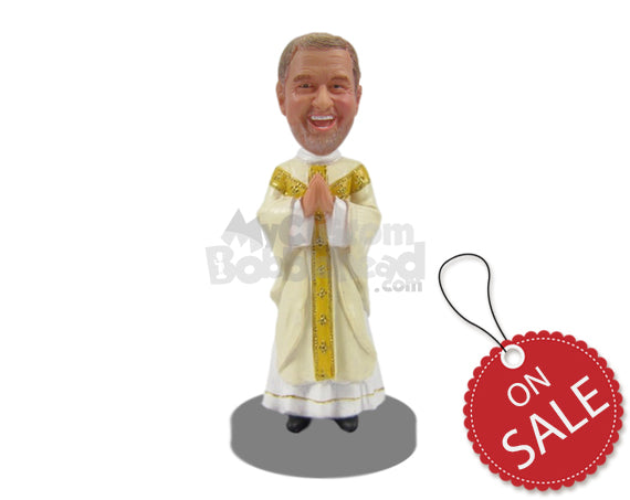 Custom Bobblehead Religious Priest Ready For The Ceremony - Wedding & Couples Priests & Officiants Personalized Bobblehead & Cake Topper