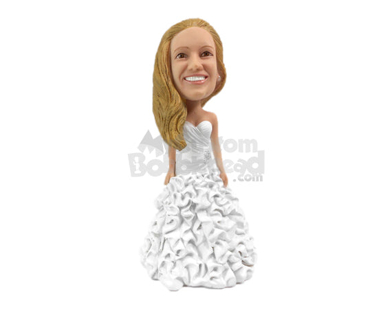 Custom Bobblehead Gorgeous Bride Wearing An Elegant Gown - Wedding & Couples Brides Personalized Bobblehead & Cake Topper