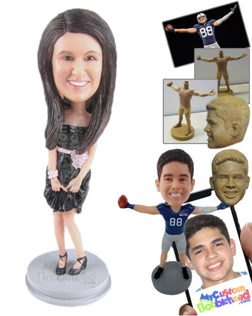 Sexy Bridesmaid Wearing a Short Gown Personalized Bobblehead