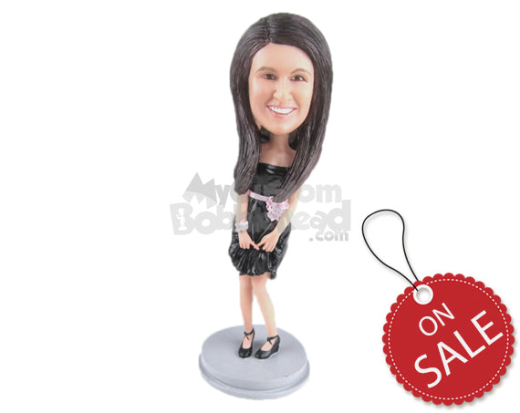 Custom Bobblehead Sexy Bridesmaid Wearing A Short Gown - Wedding & Couples Bridesmaids Personalized Bobblehead & Cake Topper