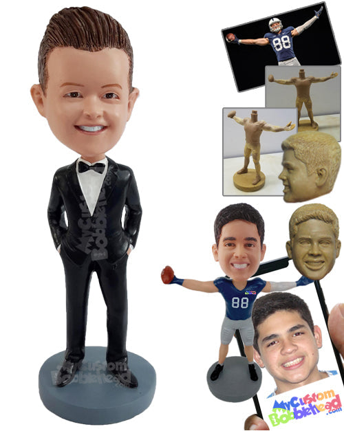 Cute Little Groomsman Boy Wearing a Suit Personalized Bobblehead