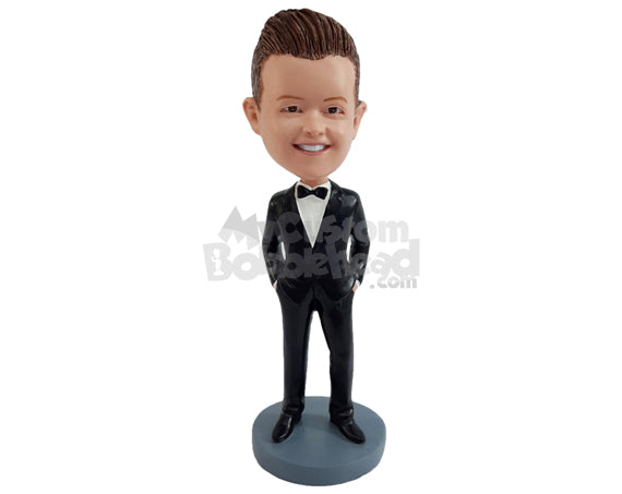 Cute Little Groomsman Boy Wearing a Suit Personalized Bobblehead