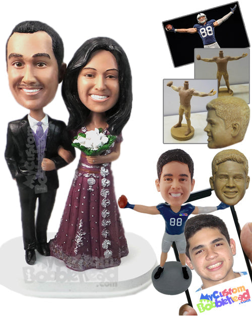 Indian Wedding Couple in Wedding Attire Personalized Bobblehead