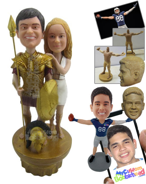 Roman Warrior Wedding Couple Personalized Bobblehead