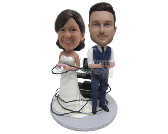 Custom Bobblehead Video Gaming Wedding Couple - Wedding & Couples Couple Personalized Bobblehead & Cake Topper