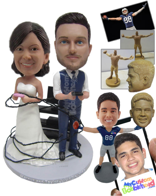 Video Gaming Wedding Couple Personalized Bobblehead