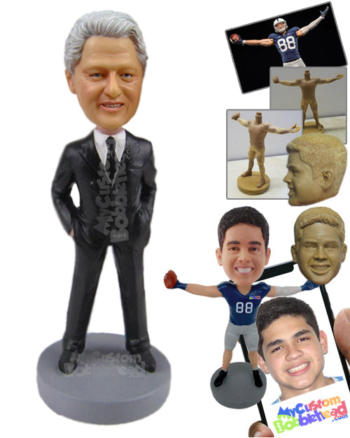 Groom Wearing Stylish Formal Outfit with Both Hands in Pockets Personalized Bobblehead