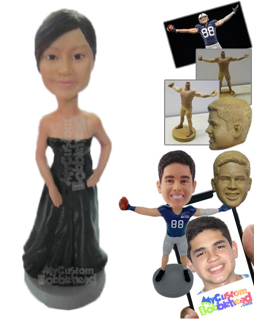 Bridesmaid Wearing a Sexy Strapless Gown Personalized Bobblehead