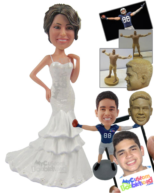 Pretty Bride Wearing Smashing Wedding Gown Personalized Bobblehead