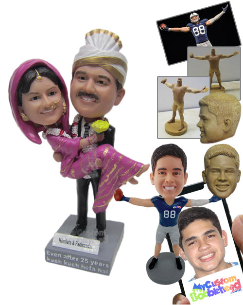 Traditional Indian Wedding Couple in Attire Personalized Bobblehead