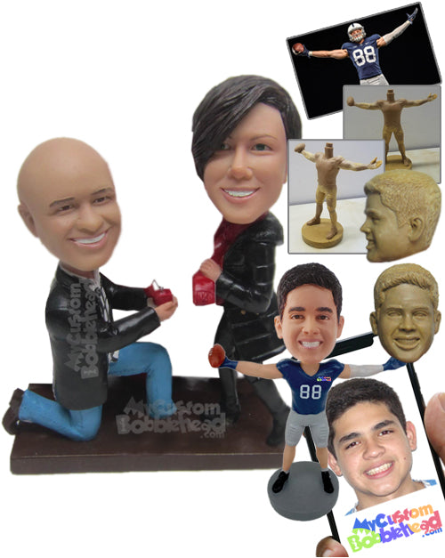 Perfect Wedding Proposal with Man on One Knee Personalized Bobblehead