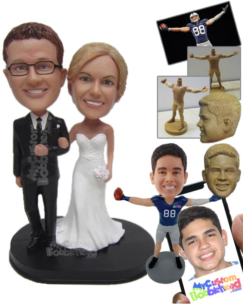 Classic Wedding Couple in Formal Attire Personalized Bobblehead