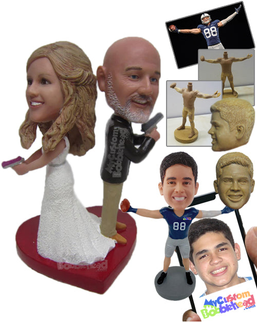 James Bond Themed Wedding Couple Holding Powerful Guns Personalized Bobblehead