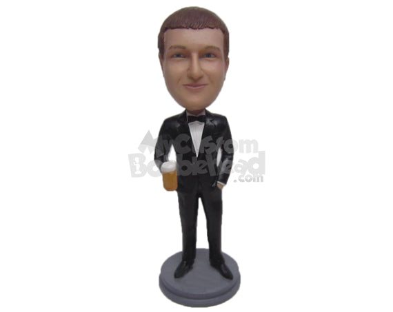 Custom Bobblehead Wedding Best Man Holding A Beer Mug - Wedding & Couples Groomsman & Best Men Personalized Bobblehead & Cake Topper