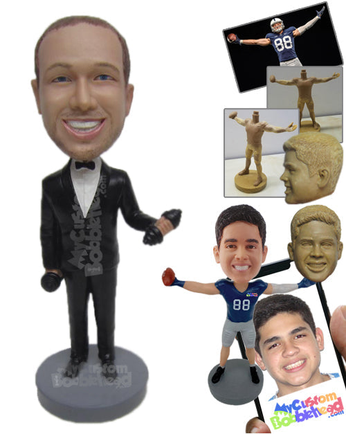 Groomsman Weightlifting in Formal Attire Personalized Bobblehead