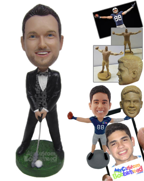 Best Man Golfer in Classy Formal Outfit Personalized Bobblehead