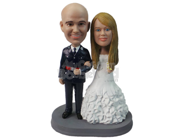 Custom Bobblehead Army And Military Wedding Couple - Wedding & Couples Couple Personalized Bobblehead & Cake Topper