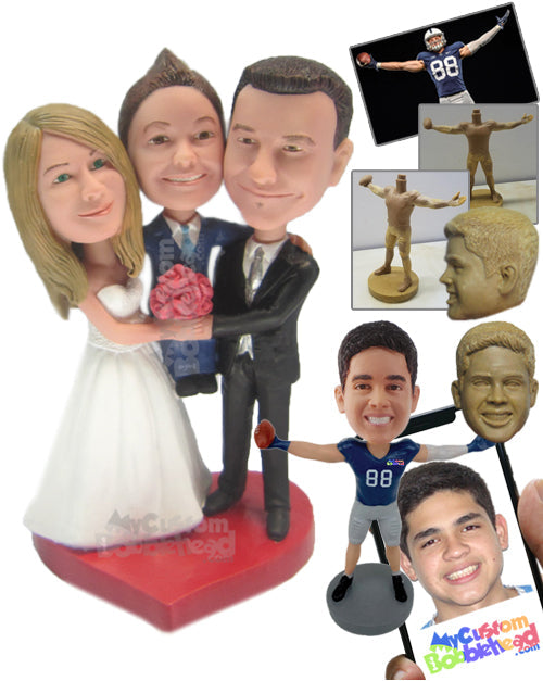 Bride, Groom, and Son Wedding Trio Personalized Bobblehead