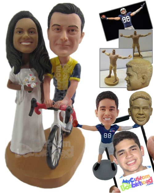 Cycling Loving Wedding Couple Personalized Bobblehead