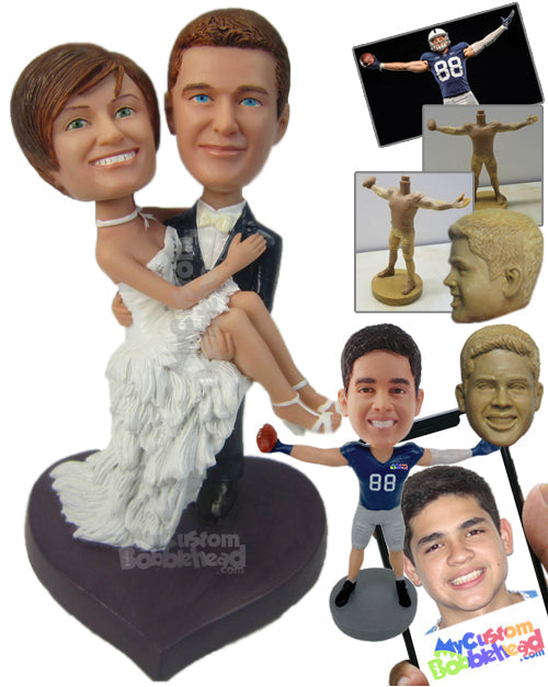 Groom Carrying Bride in Arms Wedding Couple Personalized Bobblehead