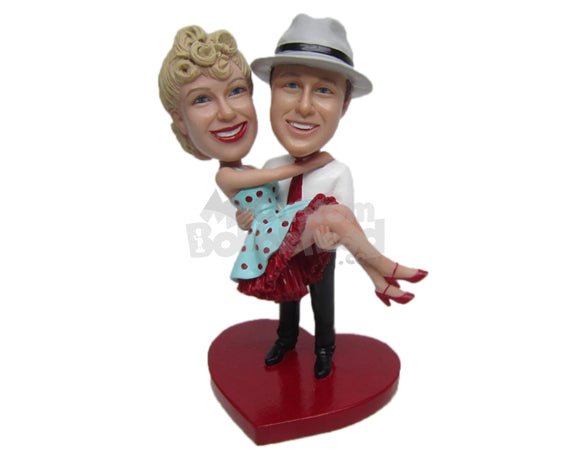 Custom Bobblehead Dancing Old Fashioned Couple - Wedding & Couples Couple Personalized Bobblehead & Cake Topper