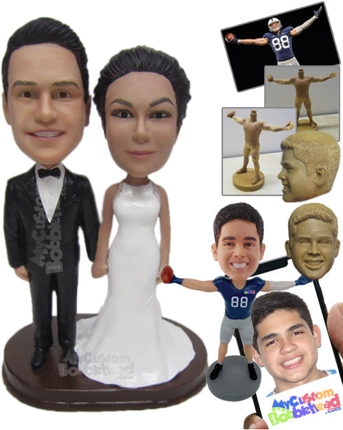 Attractive Wedding Couple in Wedding Attire Personalized Bobblehead