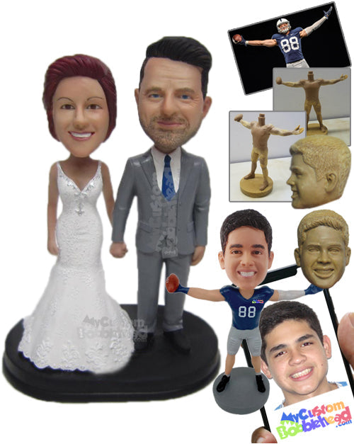 Wedding Couple in Eye-Catching Attire Personalized Bobblehead