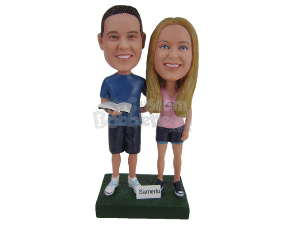 Nerd and Beauty Couple Personalized Bobblehead