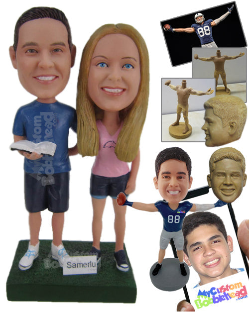 Nerd and Beauty Couple Personalized Bobblehead