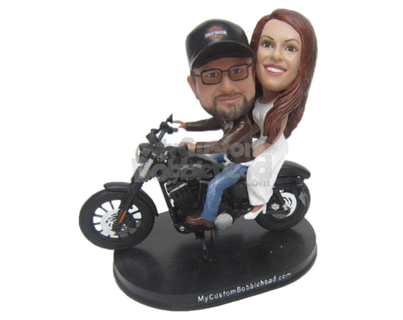 Custom Bobblehead Hardcore Biker Wedding Couple - Wedding & Couples Couple Personalized Bobblehead & Cake Topper