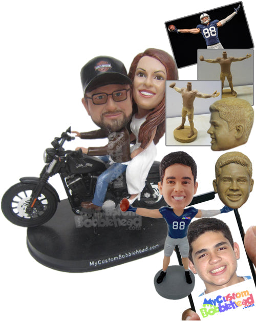 Hardcore Biker Wedding Couple Personalized Bobblehead