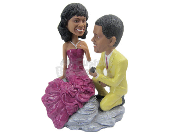 Custom Bobblehead Delightful Wedding Proposal In A Rocky Mountain - Wedding & Couples Couple Personalized Bobblehead & Cake Topper